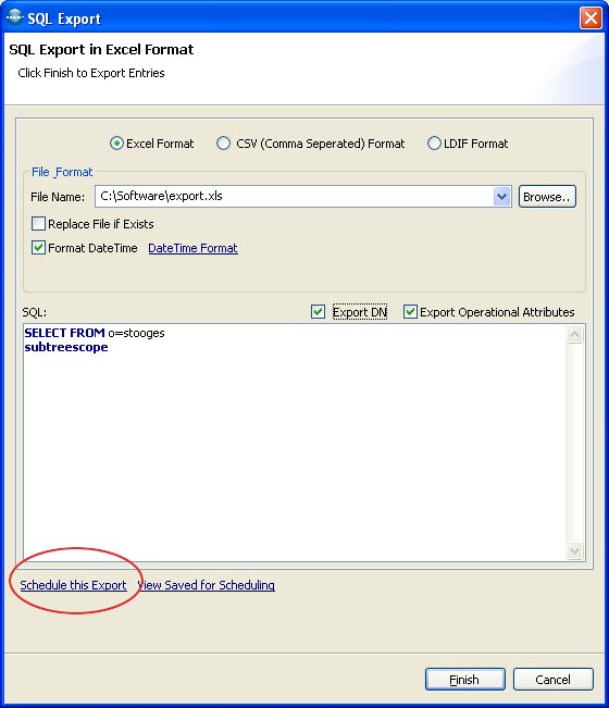 Schedule ldap excel export using sql