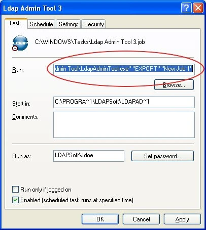 LDAP Windows Scheduler Step 5